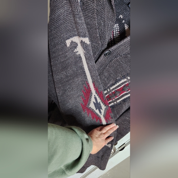 Lucky Brand Mens Washed Navajo Cardigan Sweater - Aztec Print, 2XLSize: 2XL - Picture 6 of 7